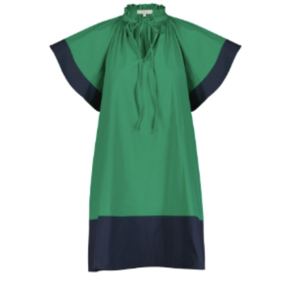 Pearl by Lela Rose Cotton Poplin Flutter Sleeve Tunic Dress - Parakeet - Size L